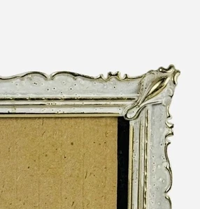 Mid Century Weißgold Glitzer Bilderrahmen 6” x 8” Samt Staffelei Rückseite - Bild 1 von 3