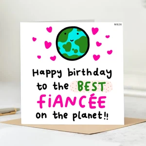 Best Fiancé On The Planet Birthday Card, Best Fiancé In The World Card, 6x6 - Picture 1 of 2
