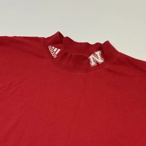 Adidas Nebraska Cornhuskers Mock Neck Long Sleeve Shirt NCAA Red Men's 2XL - Picture 1 of 11