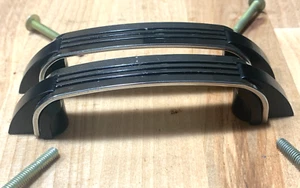Vintage MCM Chrome Drawer Pull with 3 Black Lines Amerock Lot of 2 with hardware - Picture 1 of 18