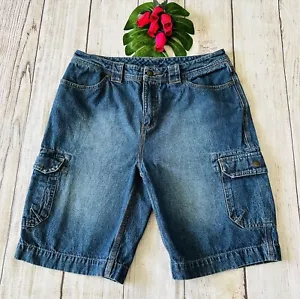 Bermuda Denim Duluth Trading Co da donna blu lavaggio medio carico taglia 10 - Foto 1 di 6