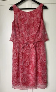 Giambattista Valli Pink Rose Print 100% Silk Shift Dress. Size IT 44 UK 12. Bow - Picture 1 of 12