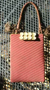 Antique 1930's Graceline Hand Bag Handbag / Purse Brown Fabric w Brass - Picture 1 of 10