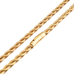 57g Nice Gold Stainless Steel Heavy Mens Punk Rope Link chain necklace 6mm 26'' - Picture 1 of 8