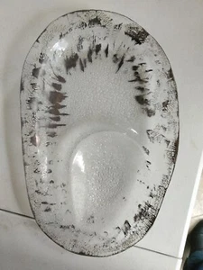 Vintage Dorothy Thorpe Atomic Splash strukturiertes Glas geteilt Platte Silber 18 1/2" - Bild 1 von 2