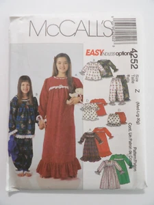 McCall's 4252 Night Dress Sleepwear Top Pants Girls Size 7-16 Sewing Pattern - Picture 1 of 3