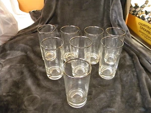 8er Set Silberbesatz Dickboden Klar Wasser/Teegläser/Mid Century/TOP - Bild 1 von 5