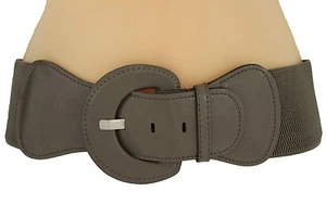 Moda Mujer Cinturón Cadera Gris Topo Oscuro Marrón Elástico Hebilla TALLA XS S M - Imagen 1 de 12