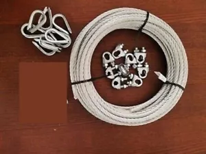 250' 3/8" 7x19 Galvanized Cable with 50 Clips & 50 Thimbles - Picture 1 of 1