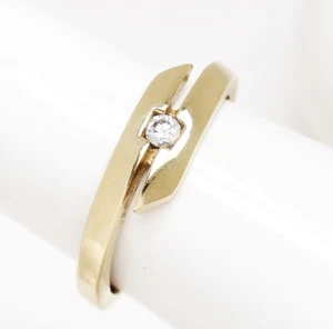 Damenring Designerring 14 Karat 585 Gold Gelbgold klarer Stein 2,39 g Gr. 52 - Bild 1 von 3