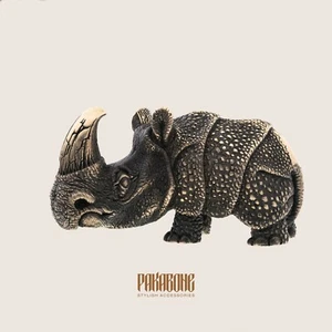 BRONZEFIGUR RHINO BRONZE MINIATUR RHINOZER MINIATUR SKULPTUR TIERE - Bild 1 von 7