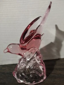 L.E. Smith Vogel im Flug Vintage Glas Figur Rosa Top Zustand - Bild 1 von 10