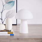 Novelty Glass Mushroom Lamp, Off-White Matte, 12" H, Plug-in