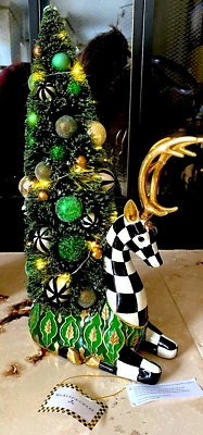 NEW Mackenzie Childs Emerald Luxe Illuminated Deer Bottle Brush Tree  $269 - Image 1 of 4