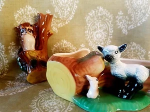 2 STÜCK HORNSEA KERAMIK EULE WAND TASCHE DEKO & FAUNA ÜBERTOPF, LAMM HASE. - Bild 1 von 7
