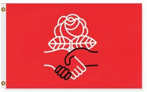 Flagge der Demokratischen Sozialisten Amerikas - 5x3 3x2 2x1, rosa Hände, progressiv USA - Bild 1 von 7
