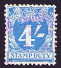 NSW New South Wales Australia Stamp Duty 4/ High Value Very Fine Used