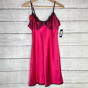 NEW! Apt. 9 Hot Pink & Black Lace Chemise Lingerie Nightgown S - Picture 1 of 7