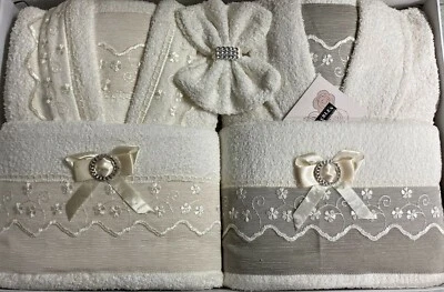 Set Completo Bagno Asciugamani Accappatoio 8pz Ferlen Loredana Made in Italy - Immagine 1 di 4