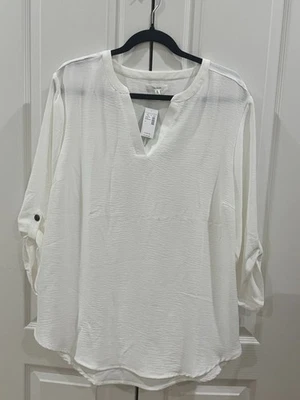 NUEVO + Etiquetas Maurices 1X Blusa de Trabajo Blanca Transparente Ligera Top Negocios Informal Foto 1 de 2