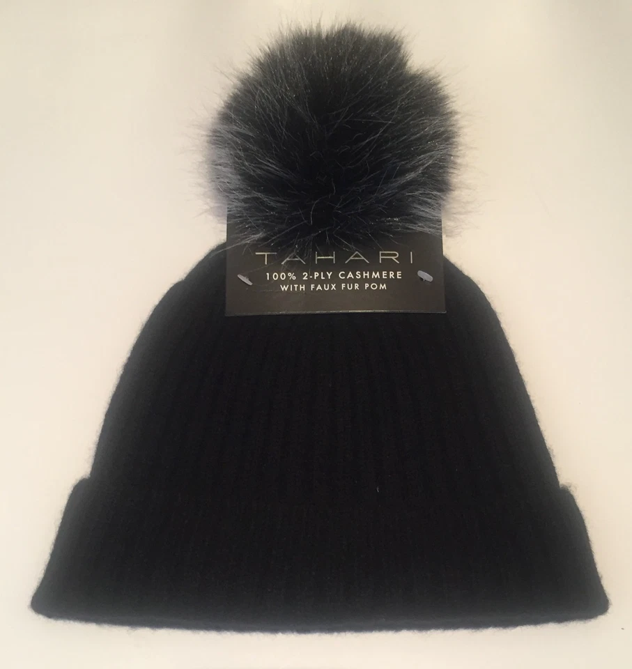 NUEVO CON ETIQUETAS SOMBRERO ESTILO POM MARCA TAHARI 100% CACHEMIR COLOR NEGRO TALLA ÚNICA Foto 1 de 1
