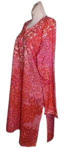 Raj - 100% Baumwolle Langarm bestickt rosa Tunika leicht - Damen XL - Bild 1 von 3