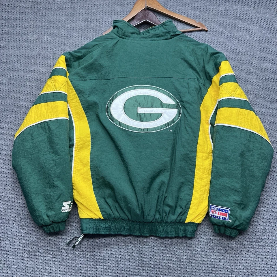 Chaqueta acolchada Green Bay Packers vintage años 90 mediana Starter Pro Line cuarto cremallera  Foto 1 de 4