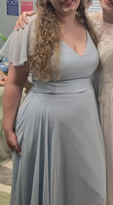 Vestido Azazie Jamie Azul Cielo Línea A Gasa Elegante Formal Talla 14 Foto 1 de 4