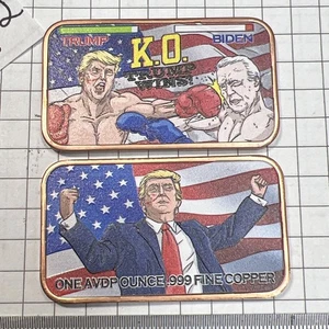 Barra de cobre Trump coloreada de 1 oz - KO TRUMP GANA ~ Boxing Trump Vs Biden - Imagen 1 de 4