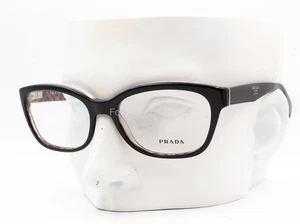 Prada VPR 20P MAS-1O1 Eyeglasses Glasses Polished Black on Multi Print 54-17-140 - Picture 1 of 8