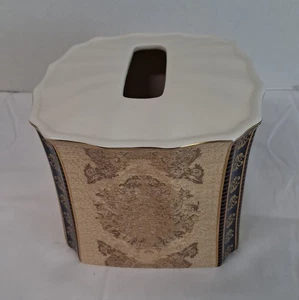 Croscill Stadthaus Tissue Box Abdeckung Keramik 6,5" x 6,5" x 5,5" braun gebraucht - Bild 1 von 12