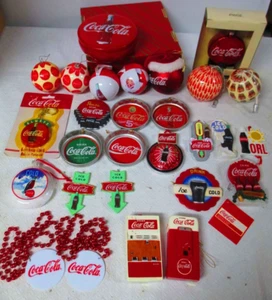 VINTAGE Lot Of 28 Mixed Coca-Cola Christmas Ornaments - Picture 1 of 9