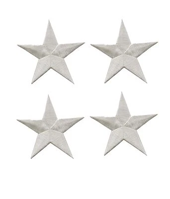 Lot 4Pcs 2 3/8” White Star Embroidery Iron On Applique Patch - Image 1 of 2