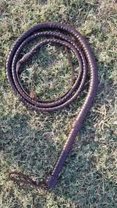 6 Feet Long 12 Plaits Dark Brown Genuine Top Grain Leather Heavy Duty Bullwhip - Picture 1 of 7