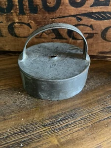 Primitive Antique Soldered Tin Round Handle Cookie Biscuit Cutter Handmade - Picture 1 of 12