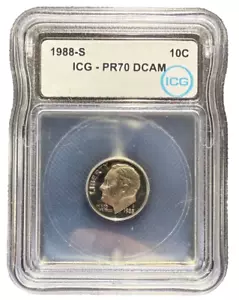 1988-S 10c Roosevelt Dime Proof ICG- PR70 DCAM - Picture 1 of 2