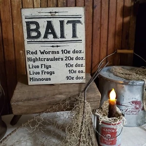 SIGNO DE PUBLICIDAD ESTILO VINTAGE BARCO MOTOR PESCA LAGO CABINA CABAÑA SEÑUELO MOSCA CEBO - Imagen 1 de 10