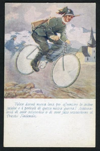 PRIMERA GUERRA MUNDIAL - ITALIA - FRANQUICIA ILUSTRADA "VOLETE DARMI....." CICLISTA (1509-127) - Imagen 1 de 2