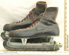Vintage Pair Hockey Ice Skates SLM Blades Mens Size 10 1/2 Brown Leather NHL 