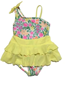 Cat & Jack Girls XS (4/5) Floral One-Piece Swimsuit Set & Yellow Ruffle Skirt - Picture 1 of 11