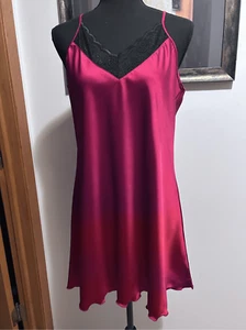 Ekouaer Women's Size L Magenta Sleepwear Lingerie Chemise Lace V-Neck Nightgown - Picture 1 of 11