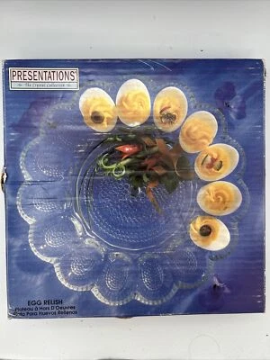 Indiana Vidrio Transparente Huevo Relish Hors D'Oeuvres Plato 11" Diámetro Foto 1 de 4