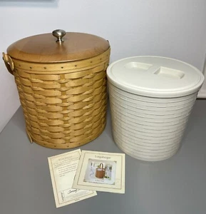 Vintage 2003 Longaberger Ice Bucket Basket With Lid & Insulated Protector - Picture 1 of 10