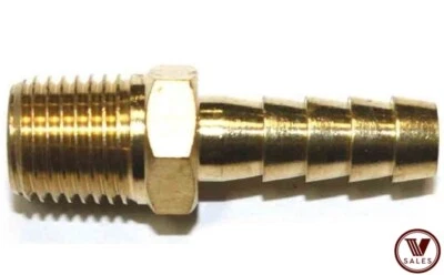 FACTORY NEW! 1/4" Hose Barb x 1/8" Male NPT Brass Straight Fitting 102-0402C - Image 1 of 3