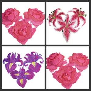 Increíble corazón de flores parches de hierro bordado - Imagen 1 de 7