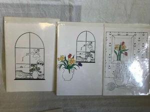 3 x Papierdrachen Grußkarten handbedruckt und farbig Blumenmuster - Bild 1 von 3