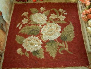 Beautiful Completed Tramme Needlepoint Canvas Blooming White Peony Bunch - Picture 1 of 3