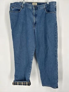 LL Bean Jeans Mens 46x32 Blue Denim Flannel Lined Relaxed Fit Heavy Outdoors - Picture 1 of 8