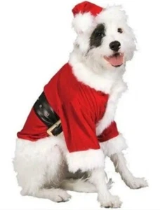 NEW Santa Claus Christmas Holiday Fancy Dress Up Halloween Pet Dog Cat Costume - Picture 1 of 7