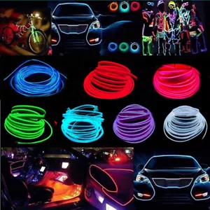 EL Wire 6mm Sewing Edge Flexible LED Neon Light Glow Strip tube Rope Car Decor - Picture 1 of 46